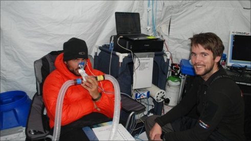 Ori having his hypoxic ventilatory response tested at Everest Base Camp