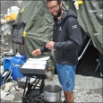 Adam Sheperdigian cleaning his equipment for Hb Mass-1