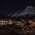 RMcM Helicopter and Lodge by night